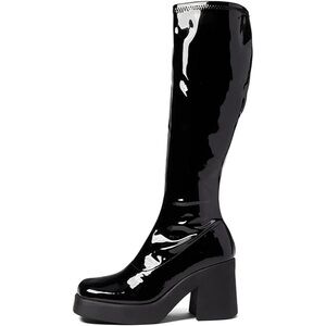 NEW Steve Madden Klarisa Patent Leather Knee High Boot 7.5 Black Platform Heeled